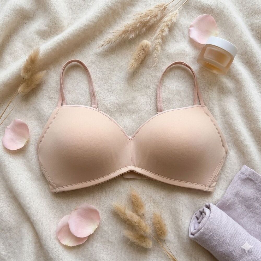 Aerie Real Happy Wireless Bra 34D Nude Seamless Everyday Comfort